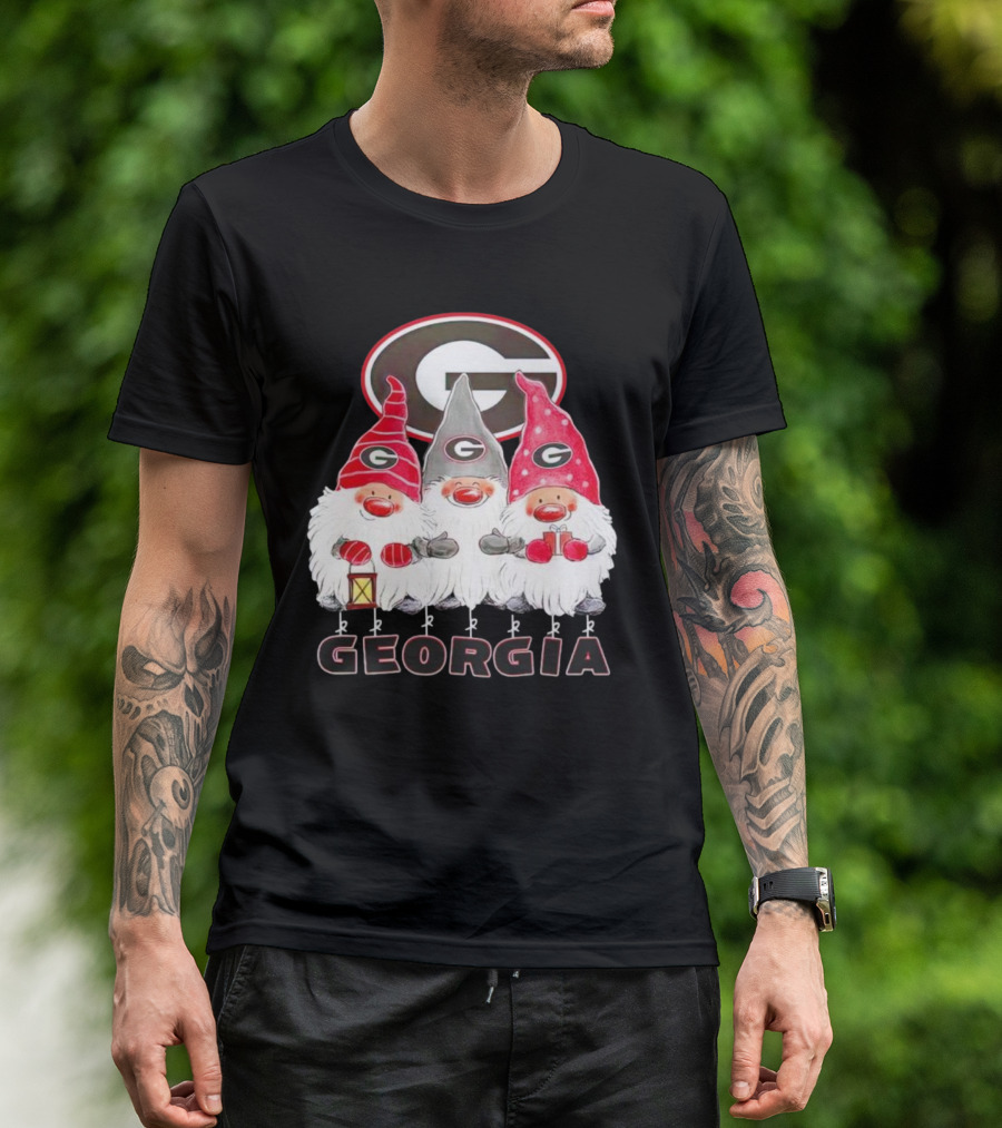 Georgia Bulldogs Christmas Gnome Trio T-Shirt