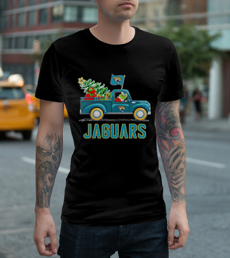 Grinch Christmas Truck Jacksonville Jaguars Holiday T-Shirt