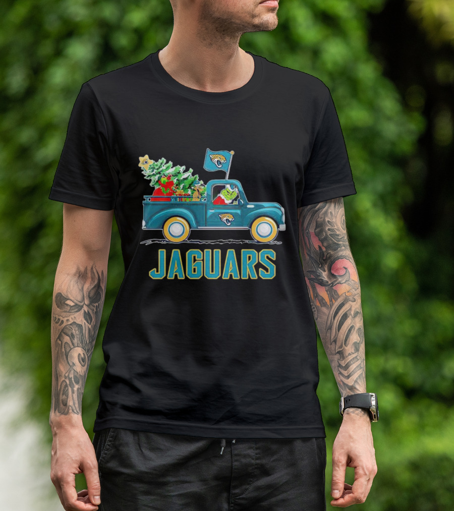 Grinch Christmas Truck Jacksonville Jaguars Holiday T-Shirt