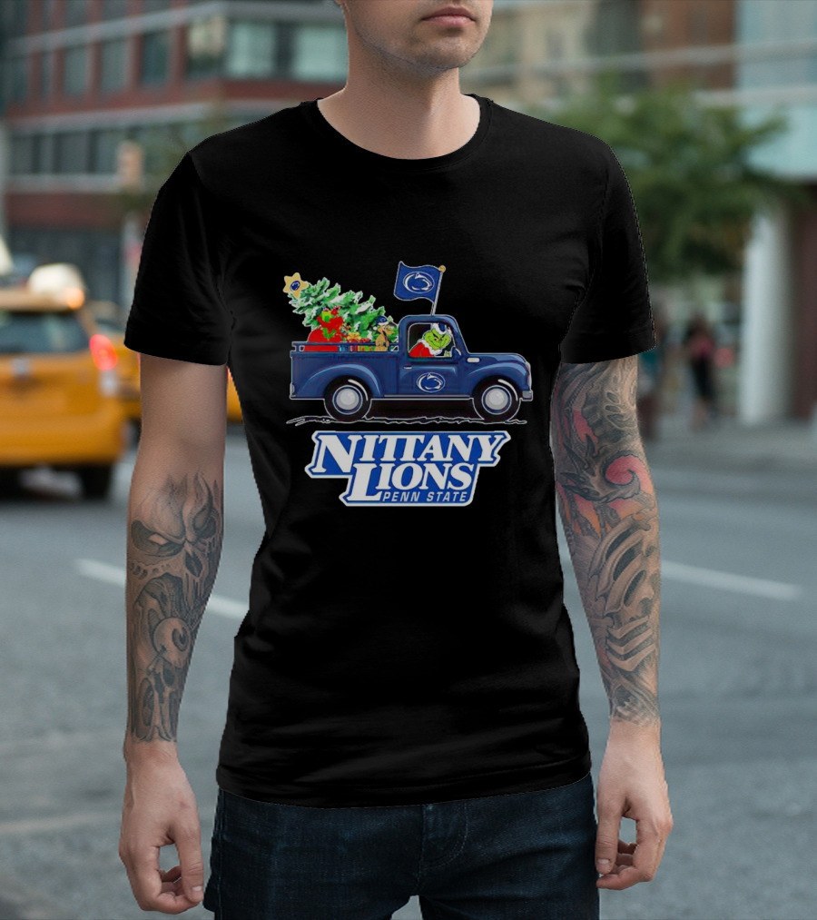 Grinch Driving Christmas Truck Nittany Lions Penn State T-Shirt