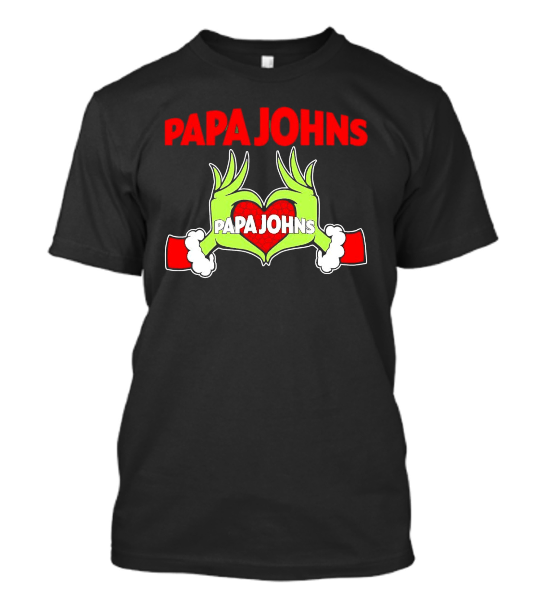 Papa Johns Grinch Hands Heart Christmas T-Shirt