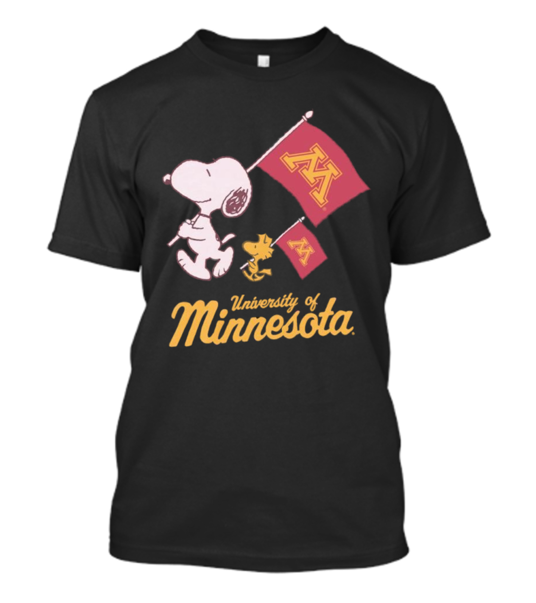 Snoopy And Woodstock University Of Minnesota Flags T-Shirt