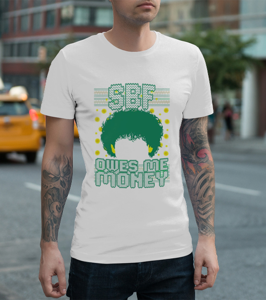 SBF Owes Me Money Christmas Sweater Style Green Hair Pixels T-Shirt