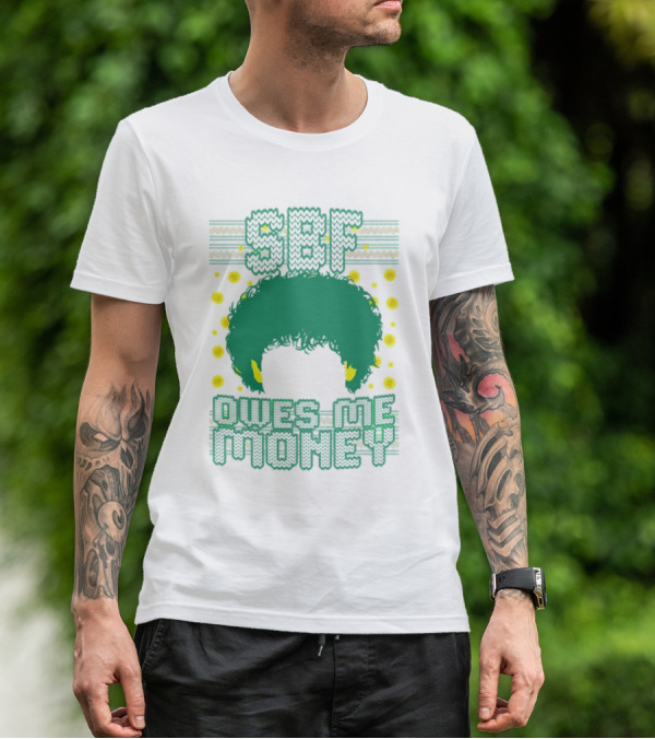 SBF Owes Me Money Christmas Sweater Style Green Hair Pixels T-Shirt