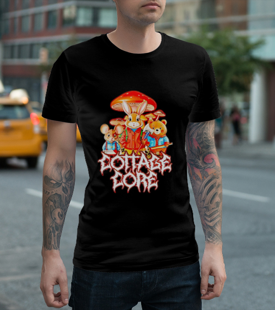 Cottage Core Bunny Mushroom Trio T-Shirt