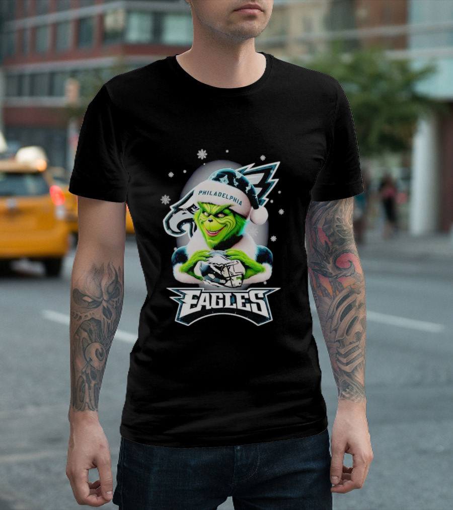 Philadelphia Eagles Grinch Christmas Snowflakes T-Shirt