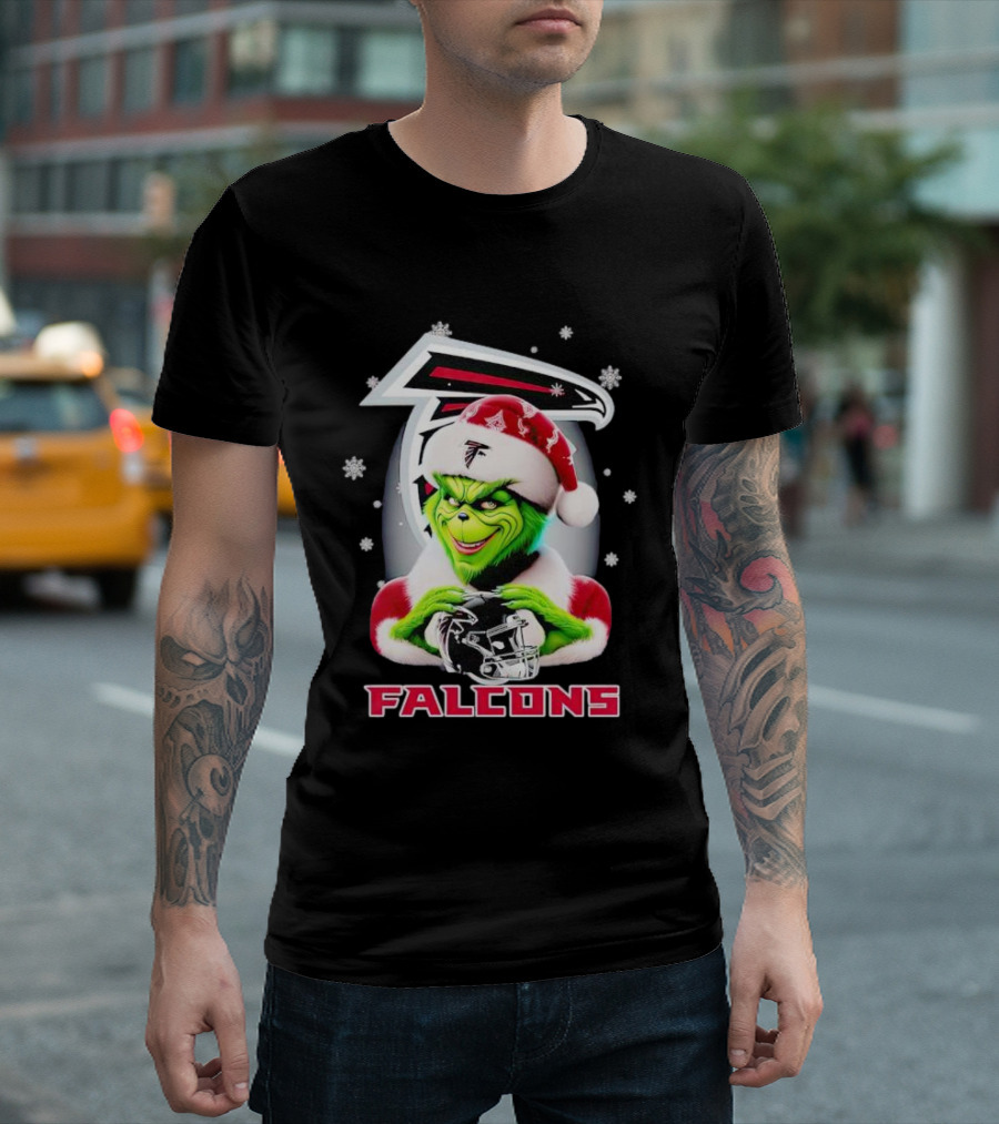 Grinch Christmas Atlanta Falcons Football Fan Holiday T-Shirt