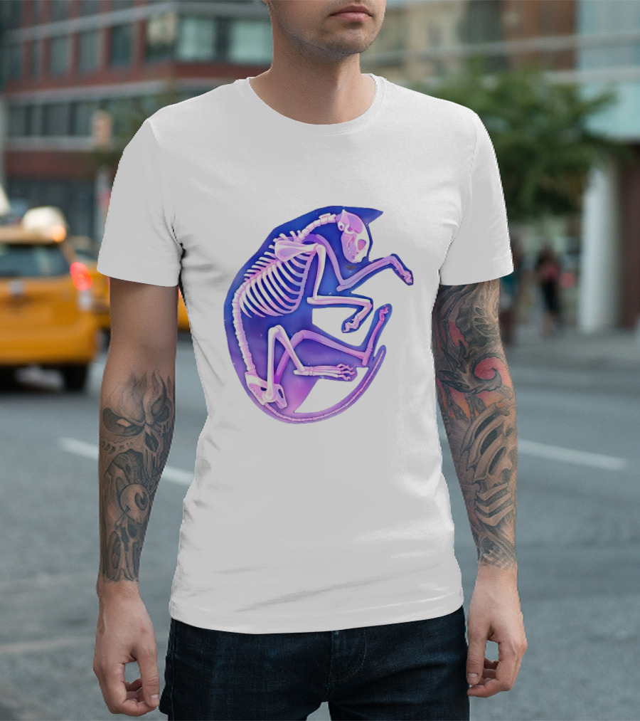 Skeleton Galaxy Cat Cosmic Vibe T-Shirt