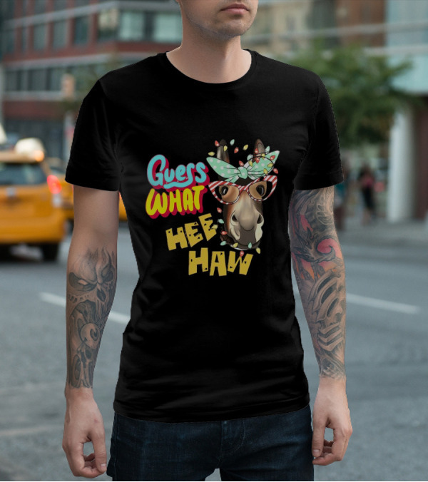 Guess What Hee Haw Christmas Donkey Lights And Glasses T-Shirt