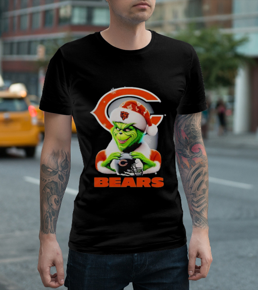 Grinch Chicago Bears Christmas Football Fan T-Shirt
