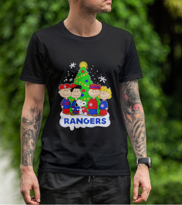 Peanuts Characters Texas Rangers Christmas Tree T-Shirt