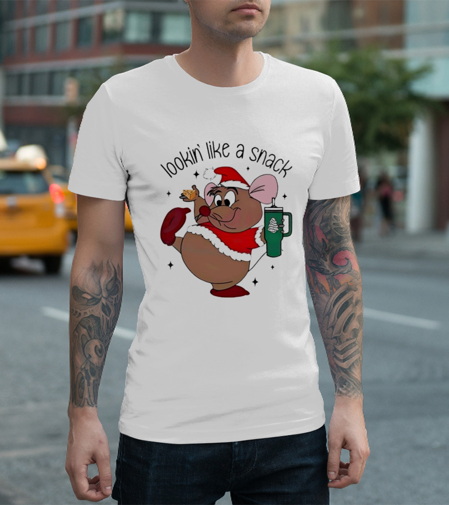 Cinderella Gusgus Lookin Like a Snack Christmas Santa Outfit with Cookie and Drink T-Shirt