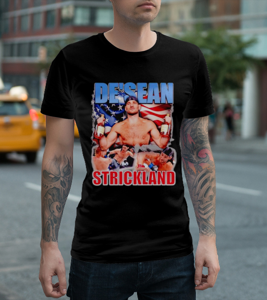DE’SEAN STRICKLAND American Flag Boxing T-Shirt
