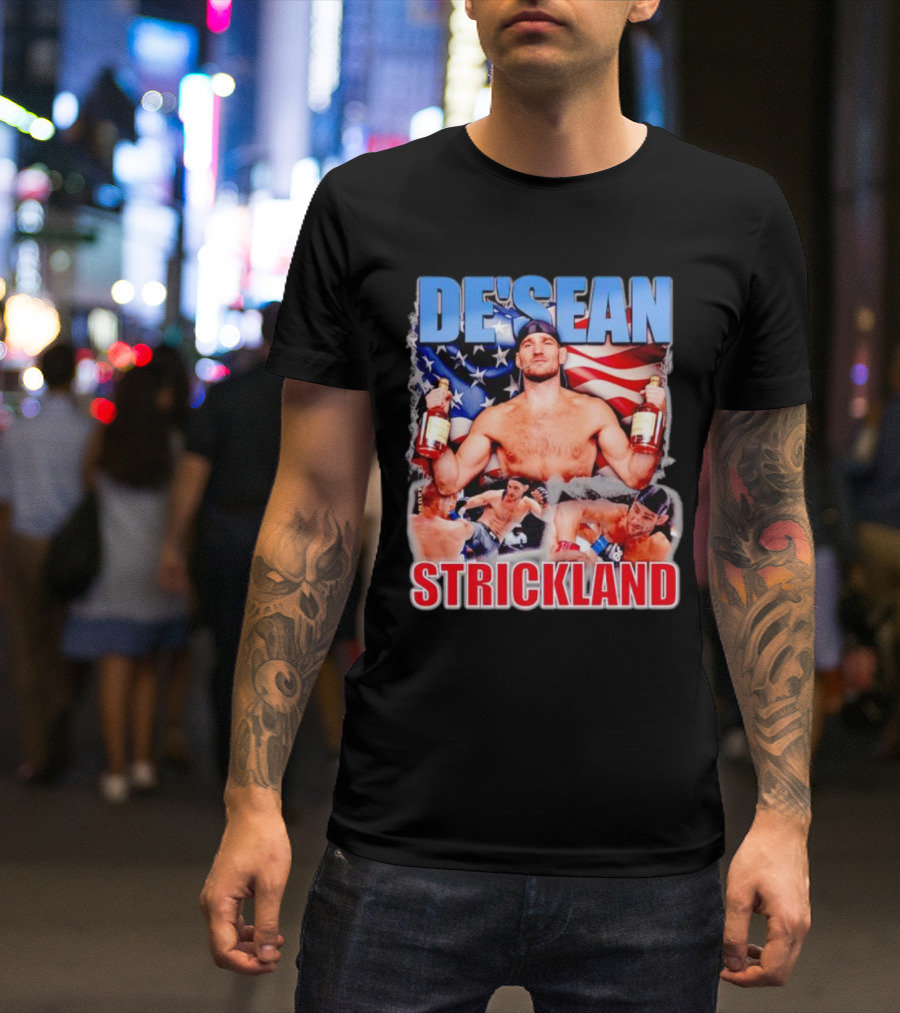 DE’SEAN STRICKLAND American Flag Boxing T-Shirt