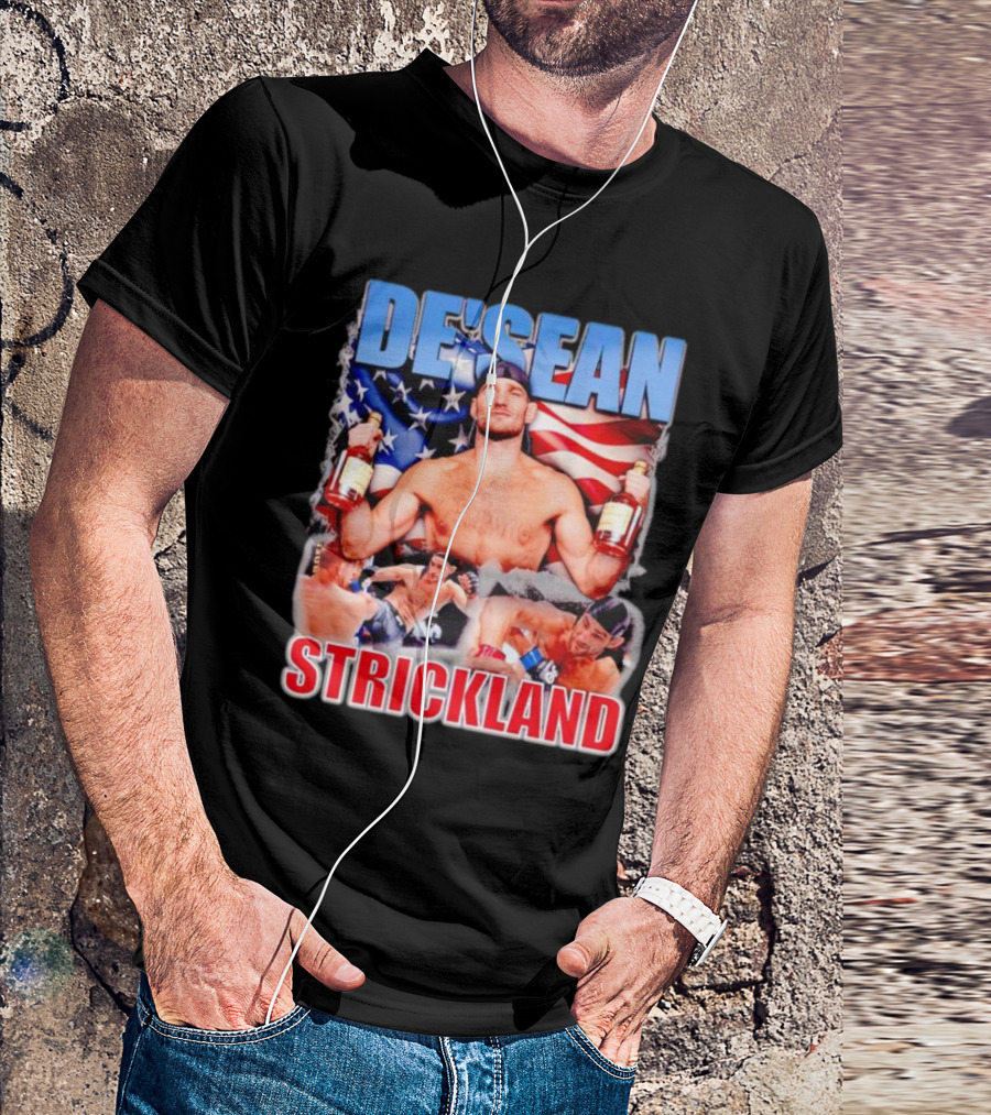 DE’SEAN STRICKLAND American Flag Boxing T-Shirt