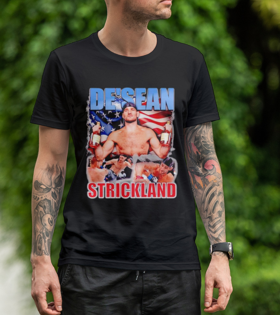 DE’SEAN STRICKLAND American Flag Boxing T-Shirt
