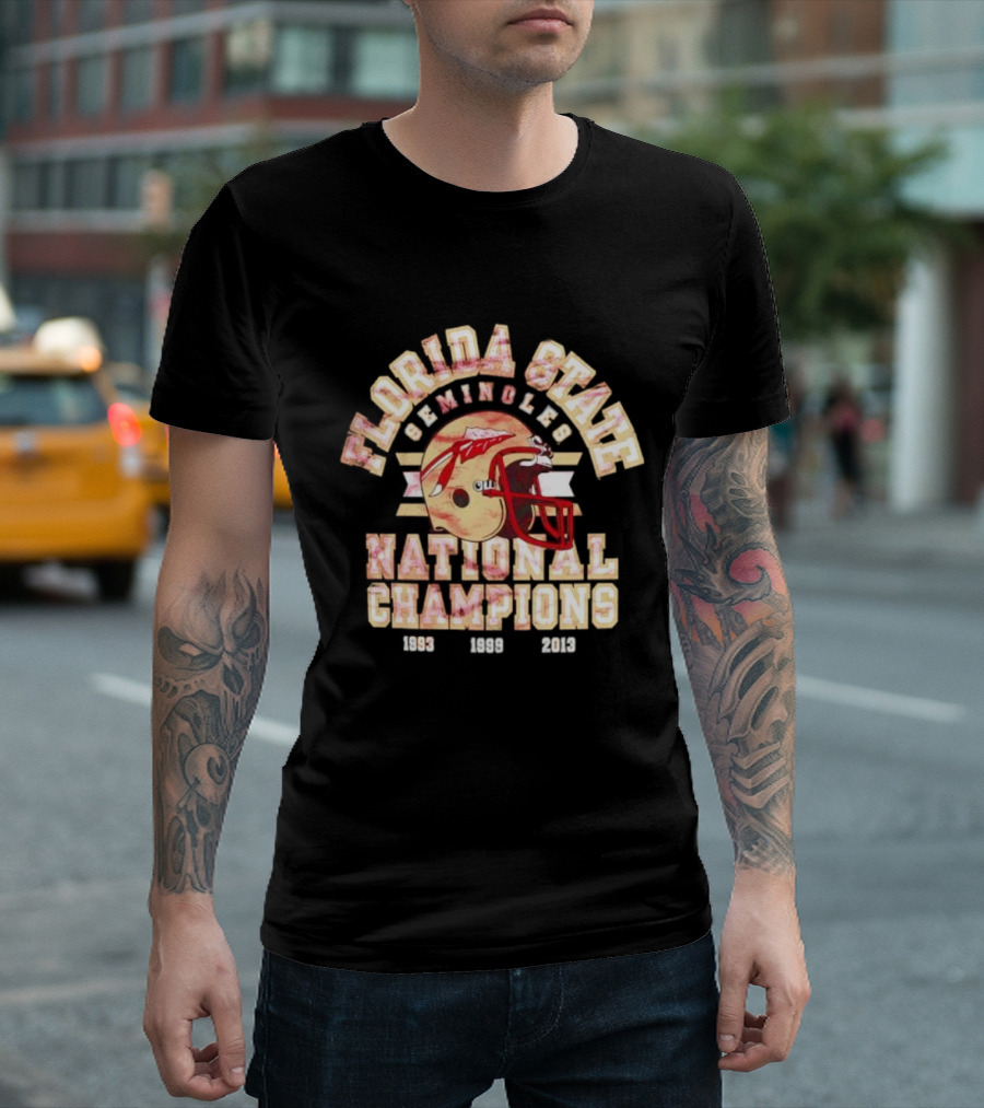 Florida State Seminoles National Champions Helmet 1993 1999 2013 T-Shirt