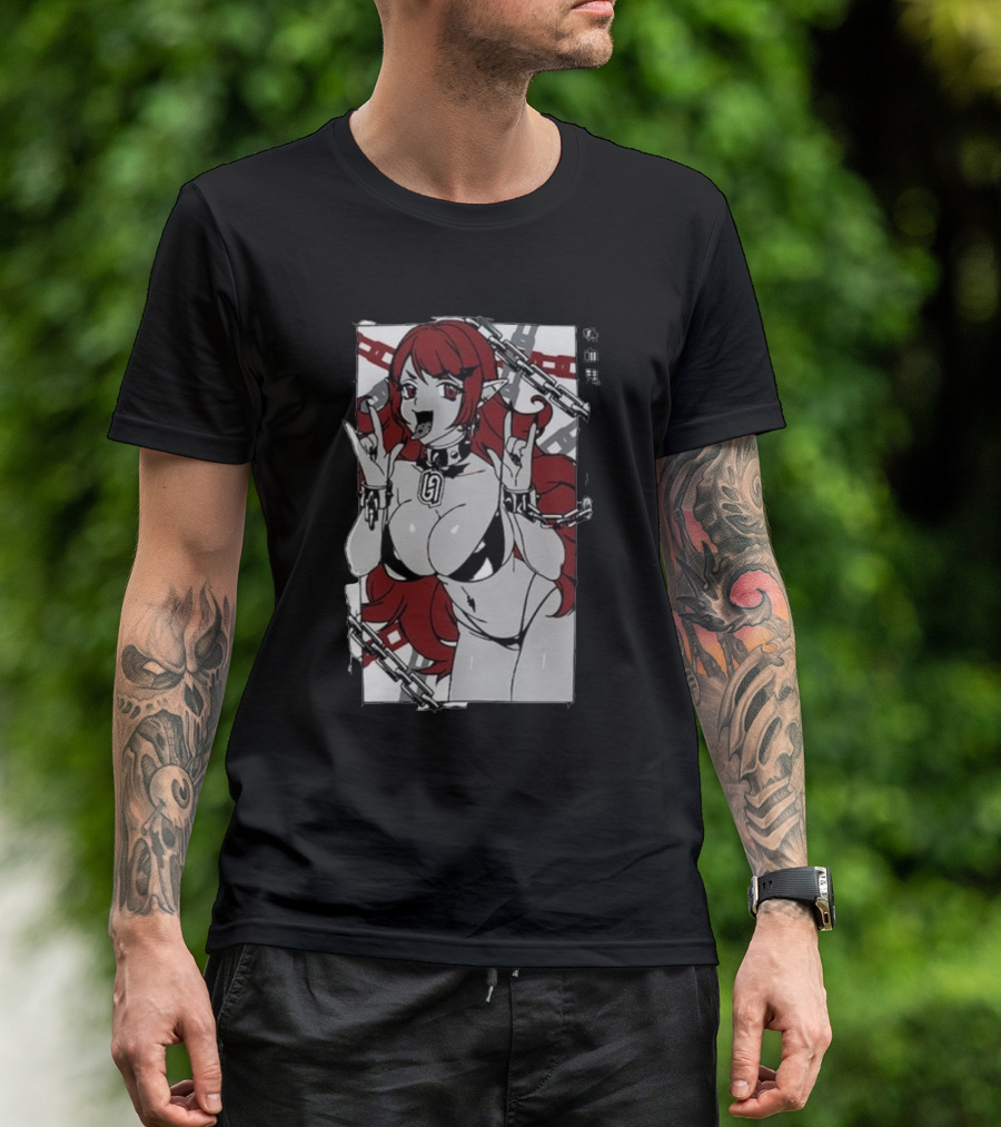 Vampiress Waifu Anime Red Hair Chains Gothic T-Shirt
