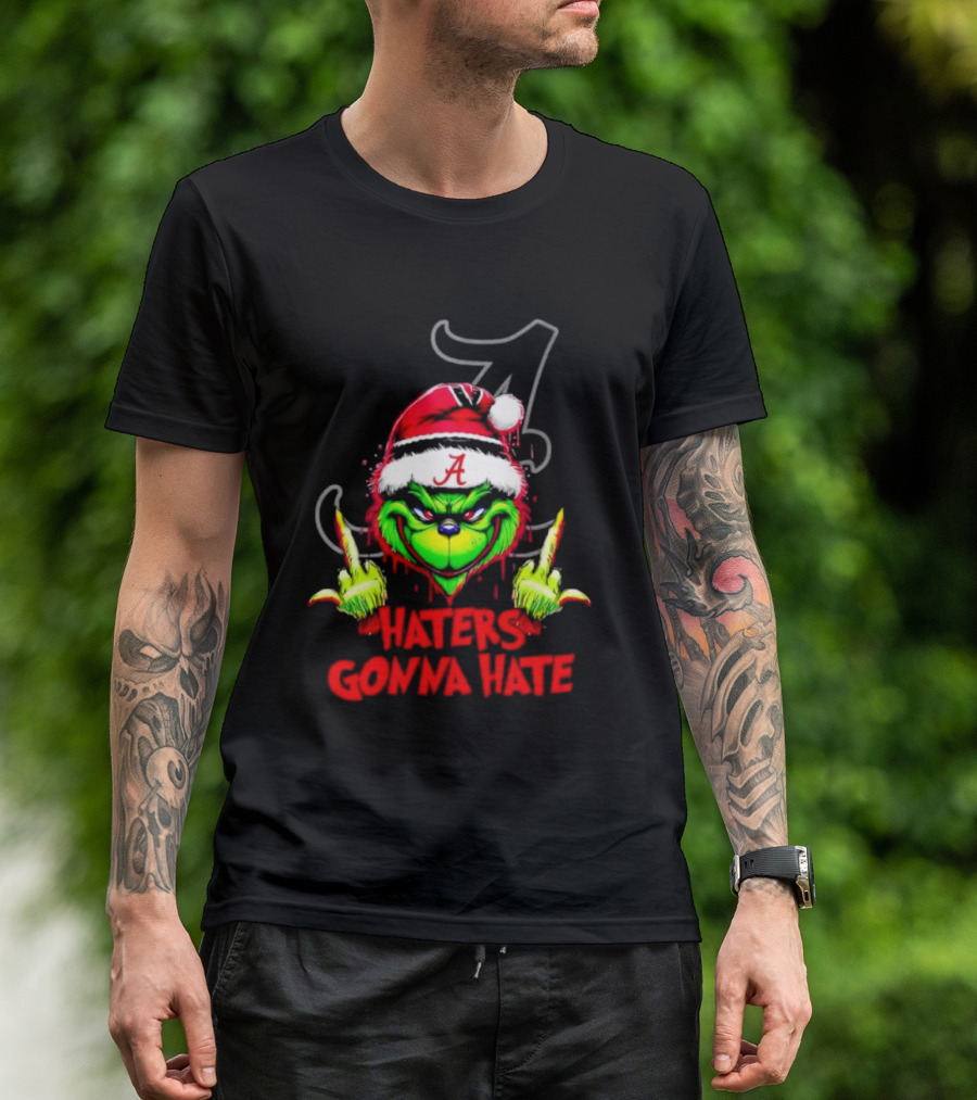 Alabama Crimson Tide Grinch Haters Gonna Hate Middle Finger T-Shirt