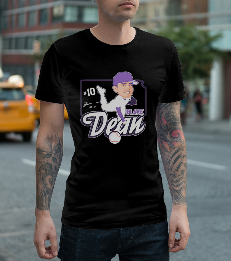 Blake Dean #10 Caricature Signature Baseball T-Shirt
