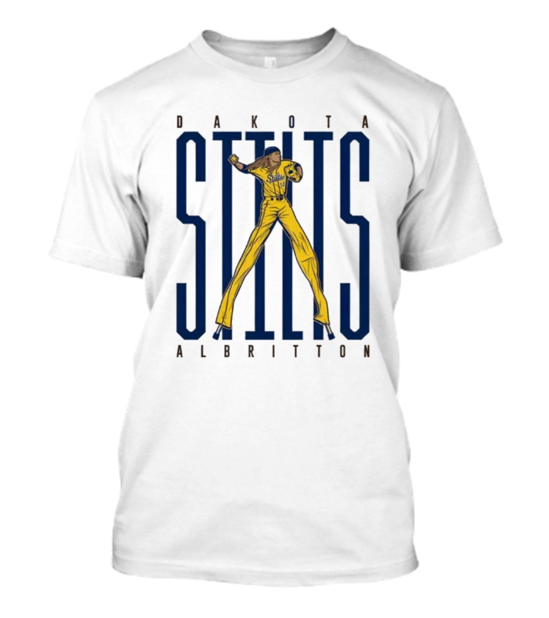 Dakota Albritton Stilts Baseball Pitcher Action Pose T-Shirt
