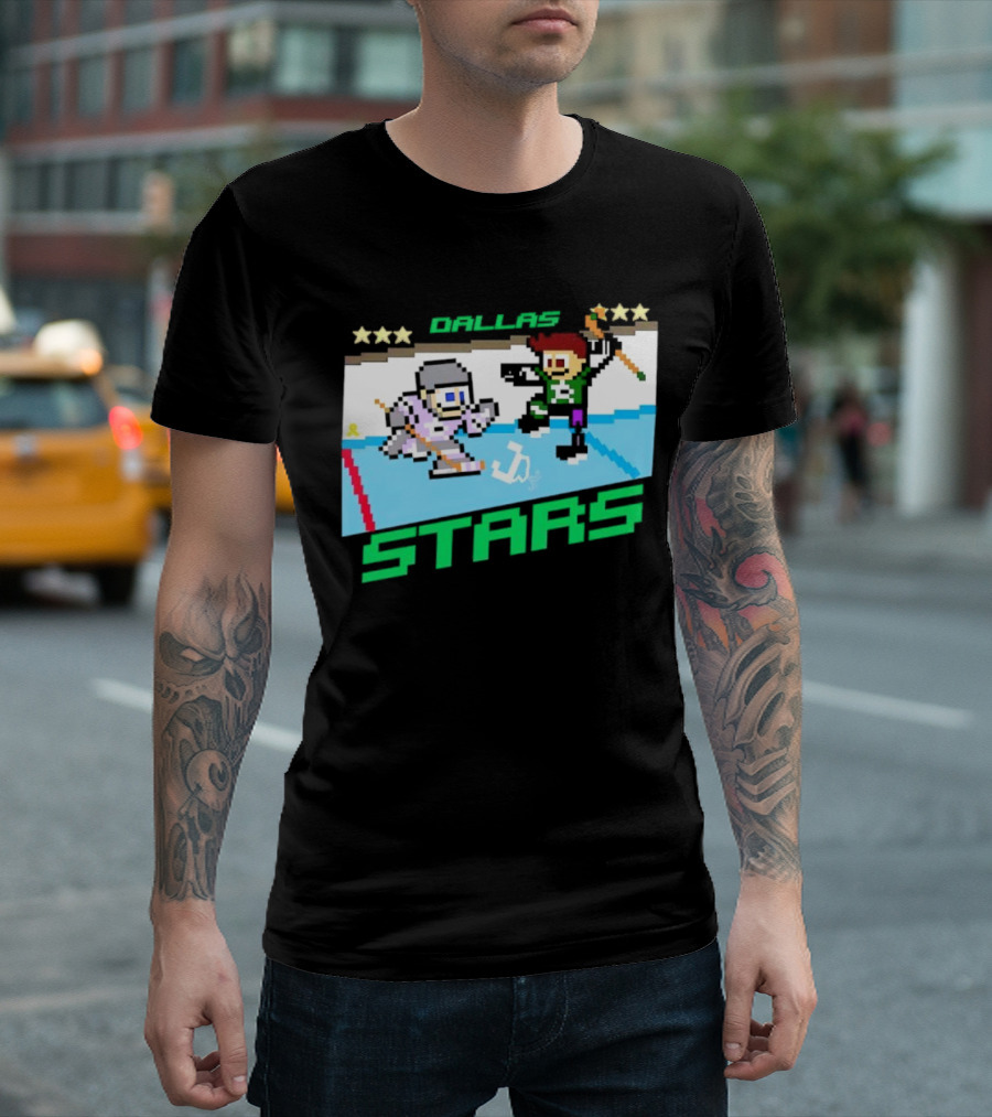 Dallas Stars Hockey Fights Cancer Pixel Art Jayden T-Shirt