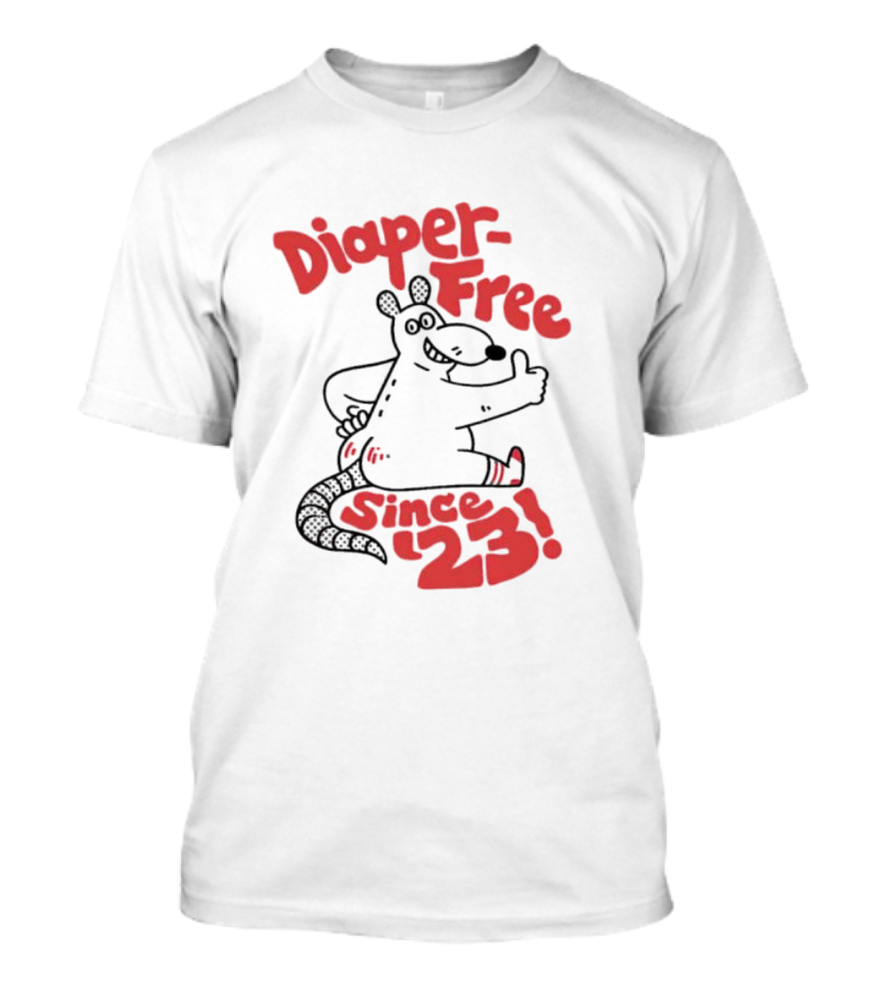 Diaper-Free Since '23 Thumbs Up Armadillo T-Shirt