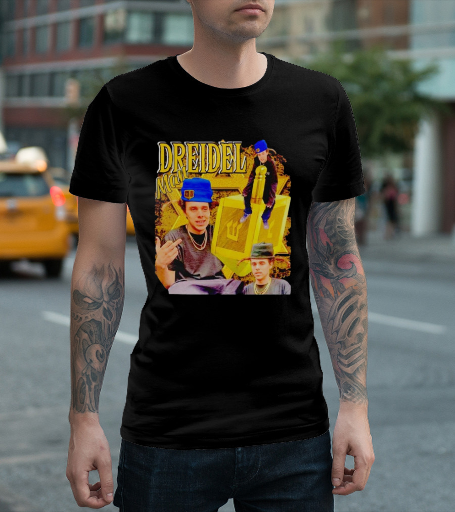 Dreidel Man Vintage Star Yellow Dreidel Hat T-Shirt