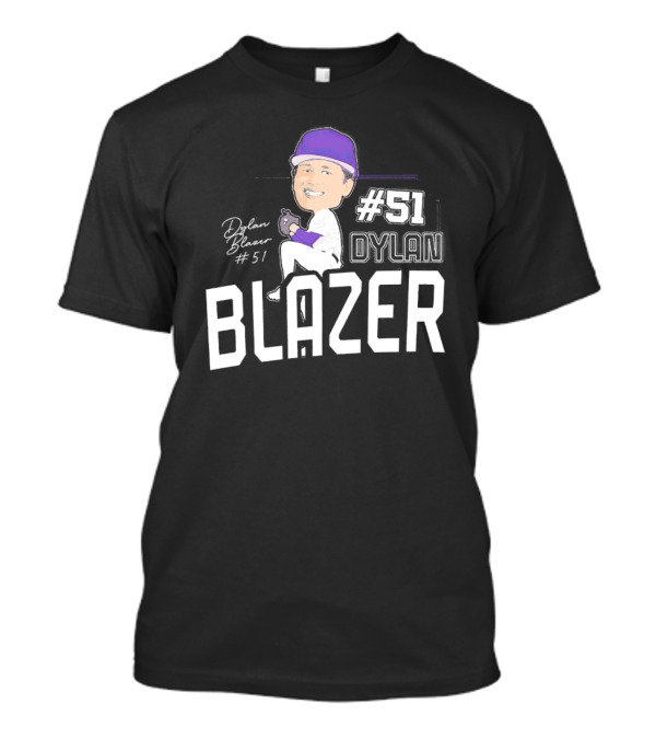 Dylan Blazer #51 Caricature Signature Baseball T-Shirt