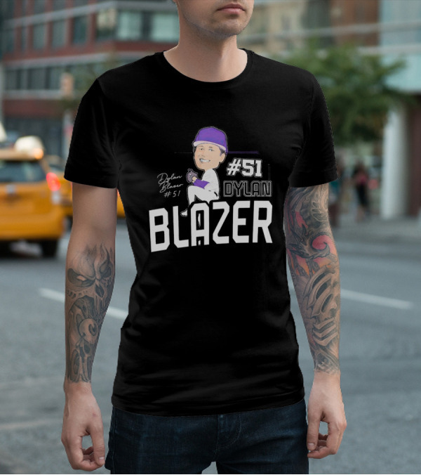 Dylan Blazer #51 Caricature Signature Baseball T-Shirt