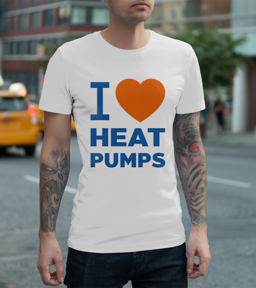 I Heart Heat Pumps Bold Blue Orange T-Shirt