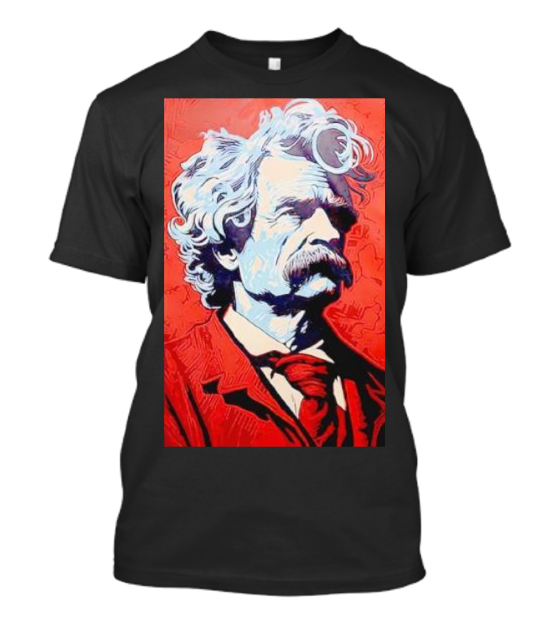 Mark Twain Red And Blue Portrait T-Shirt