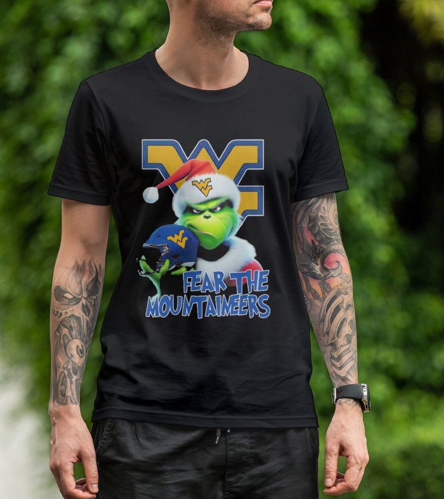 Grinch Fear The Mountaineers West Virginia Christmas Holiday T-Shirt