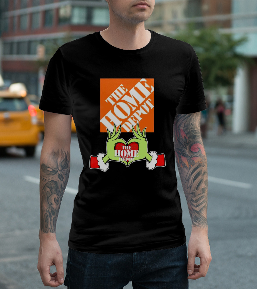 The Home Depot Christmas Grinch Green Hands Heart T-Shirt