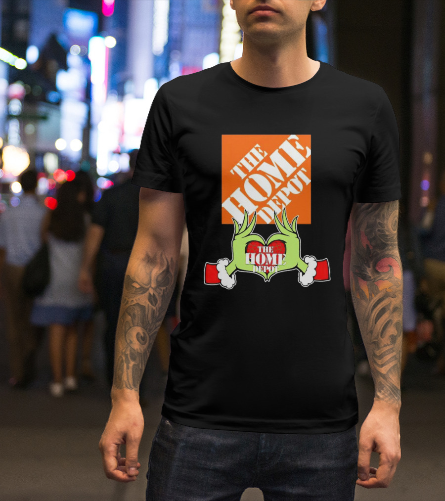 The Home Depot Christmas Grinch Green Hands Heart T-Shirt