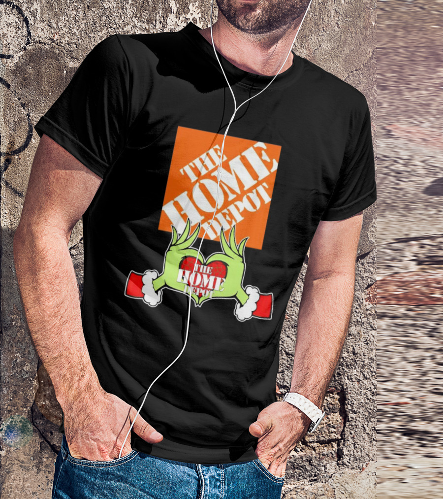 The Home Depot Christmas Grinch Green Hands Heart T-Shirt