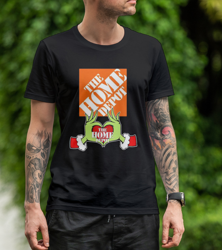The Home Depot Christmas Grinch Green Hands Heart T-Shirt