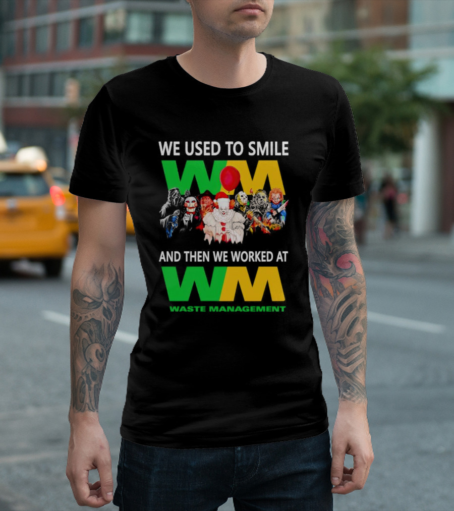 We Used To Smile Horror Characters Worked At Waste Management Christmas T-Shirt