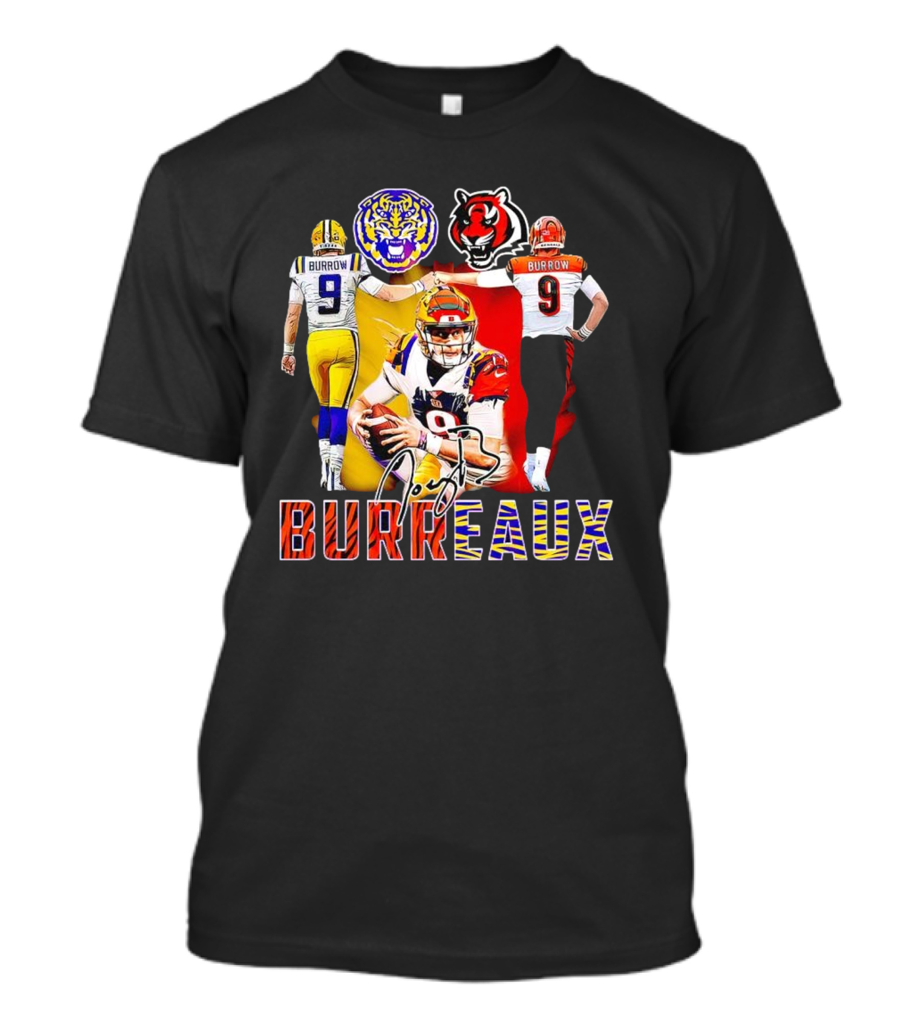 Joe Burrow Burreaux Signature LSU Tigers Cincinnati Bengals Football T-Shirt