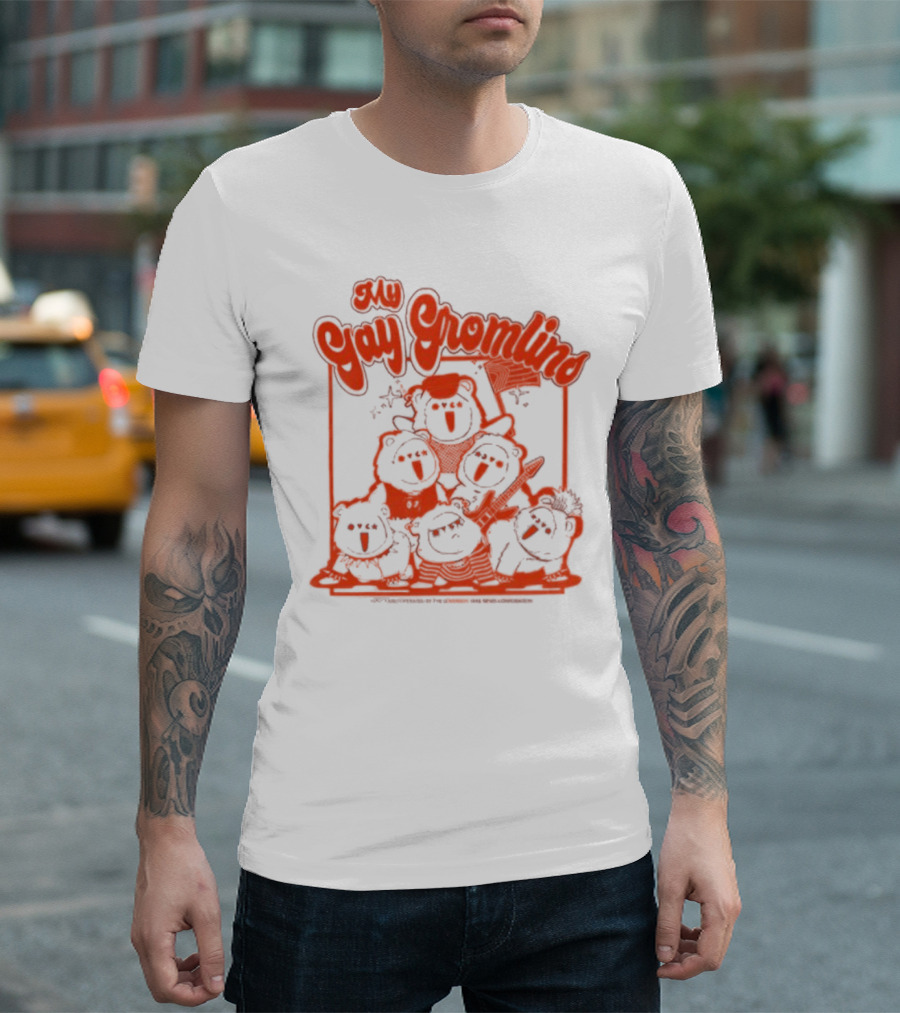 My Gay Gromlins Colorful Cartoon Creatures with Orange Outlines T-Shirt