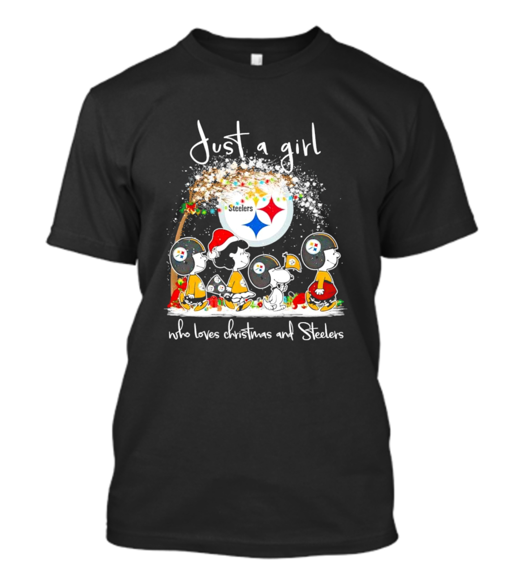 Peanuts Characters Just A Girl Who Loves Christmas And Steelers T-Shirt