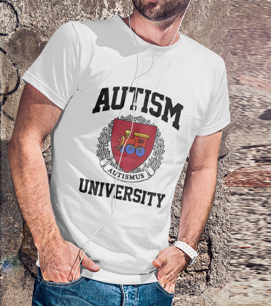 Autism University Autismus Red Shield Train Emblem T-Shirt