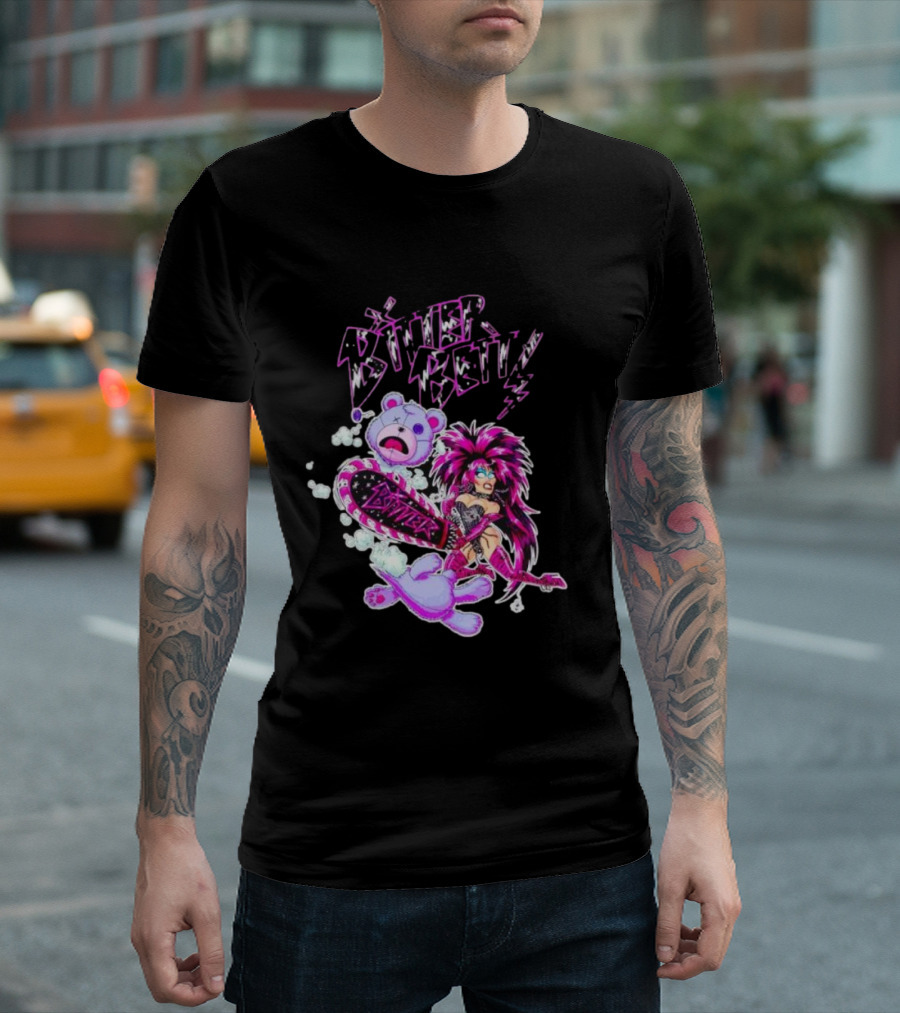 Bitter Betty Chainsaw Pink Chainsaw Fierce Style Teddy Bear T-Shirt