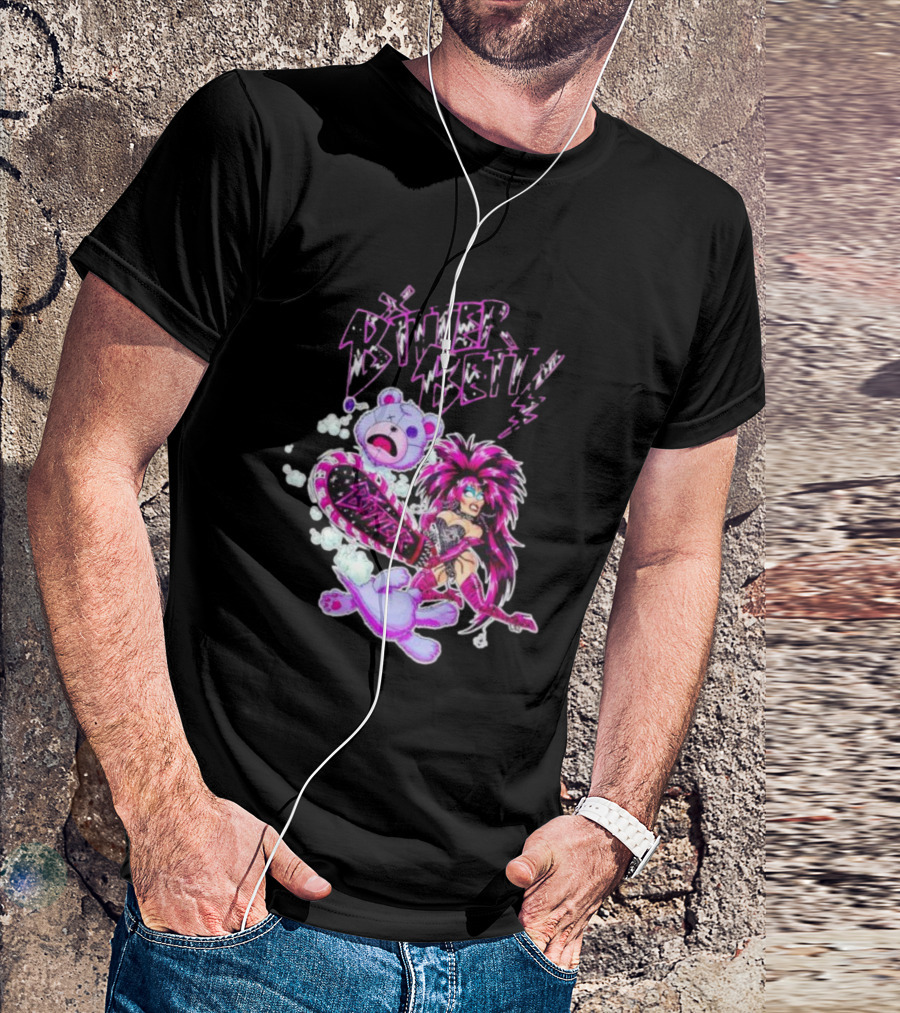 Bitter Betty Chainsaw Pink Chainsaw Fierce Style Teddy Bear T-Shirt