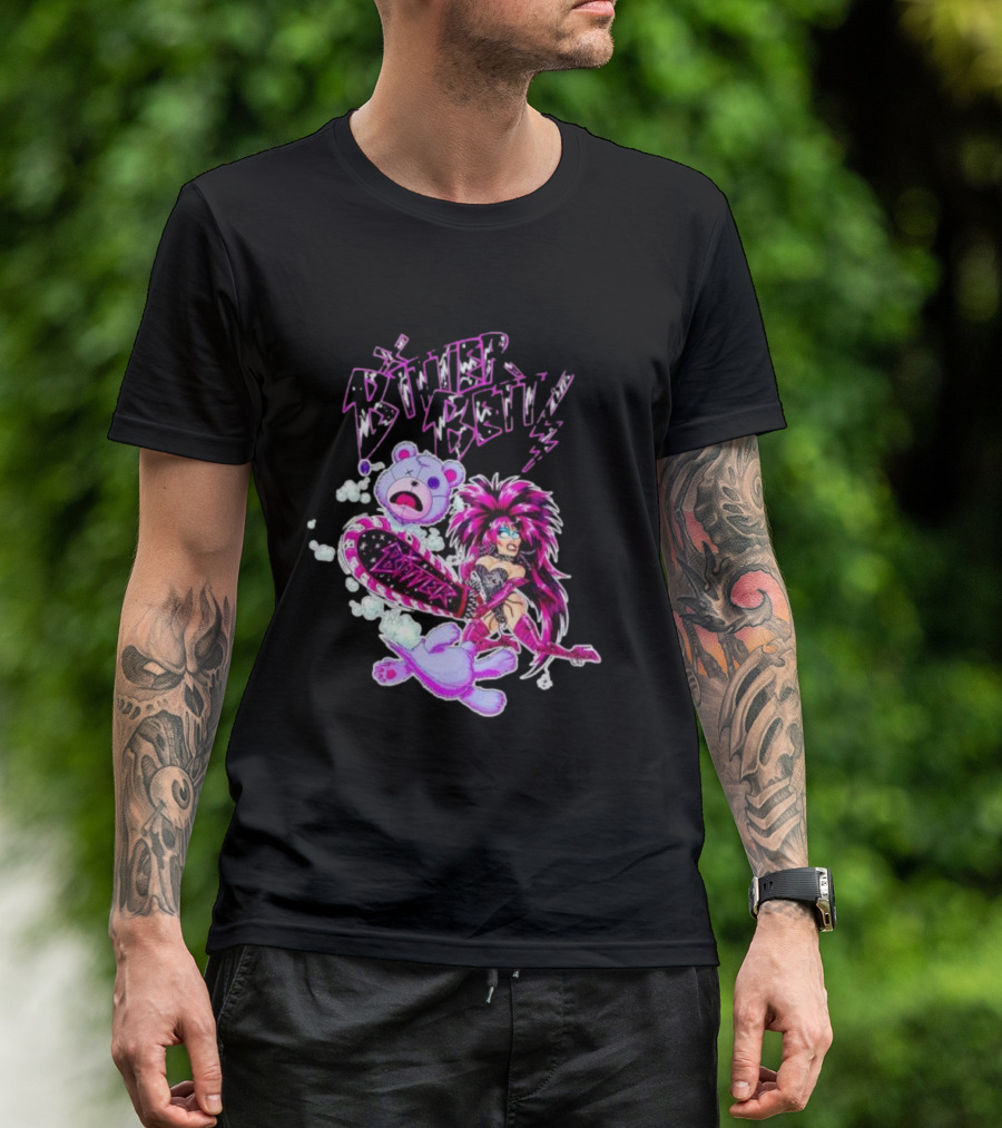 Bitter Betty Chainsaw Pink Chainsaw Fierce Style Teddy Bear T-Shirt