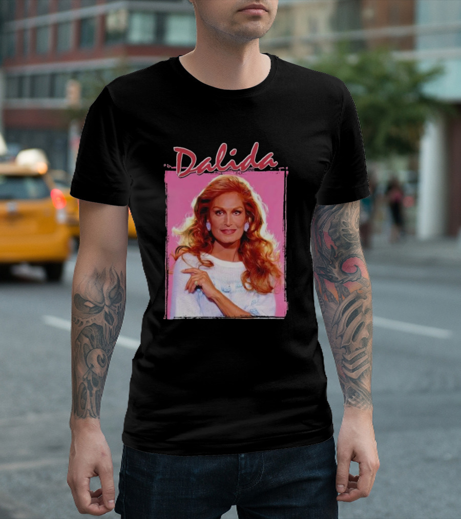 Dalida Retro Pink Background T-Shirt