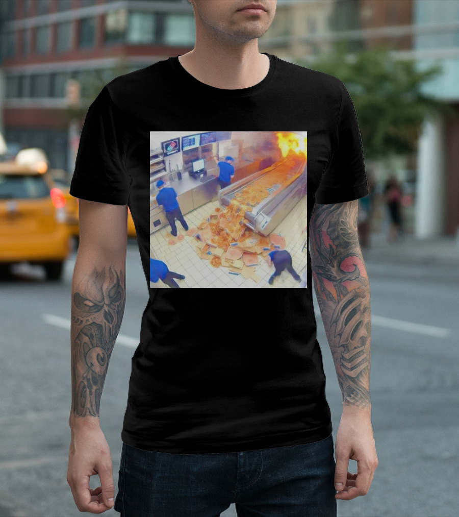 Domino’s Pizza Kitchen Chaos Pizzeria Conveyor Oven Accident T-Shirt