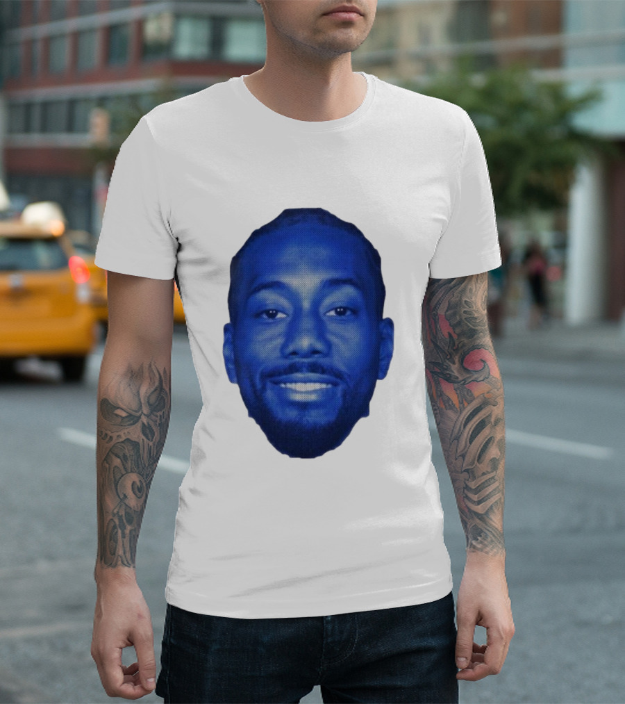 Kawhi Half-Tone Big Head Blue Face T-Shirt