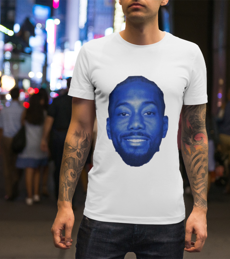 Kawhi Half-Tone Big Head Blue Face T-Shirt