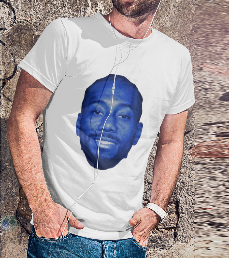 Kawhi Half-Tone Big Head Blue Face T-Shirt